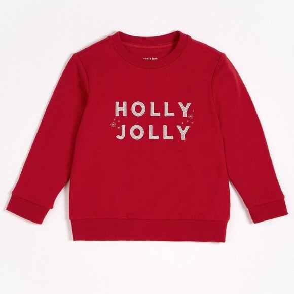 NEW Nordstrom Holly Jolly Sweatshirt Red Petit Lem Size 12 Months Crew Neck Knit - Picture 2 of 10